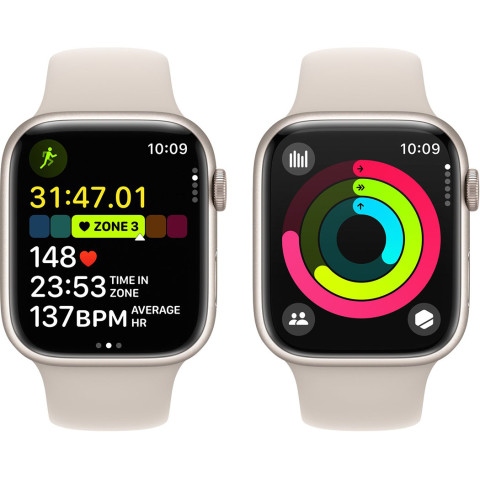 Смартгодинник Apple Watch Series 9 GPS 45mm Starlight Aluminium Case with Starlight Sport Band – M/L