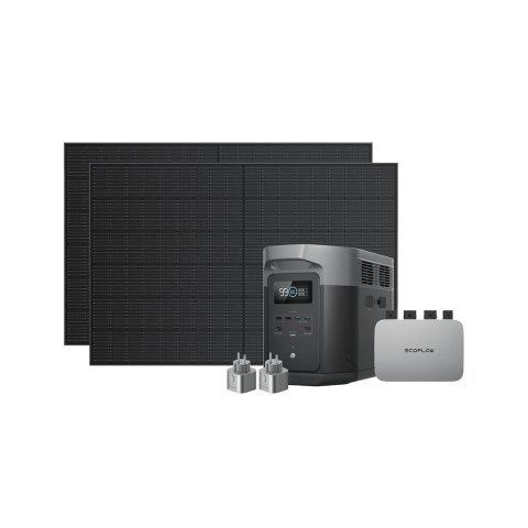 Комплект EcoFlow PowerStream - мікроінвертор 800W + зарядна станція Delta Max 2000 та сонячні панелі 2х400
