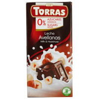 Шоколад Без глютену та без цукру молочний Torras з фундуком 75g